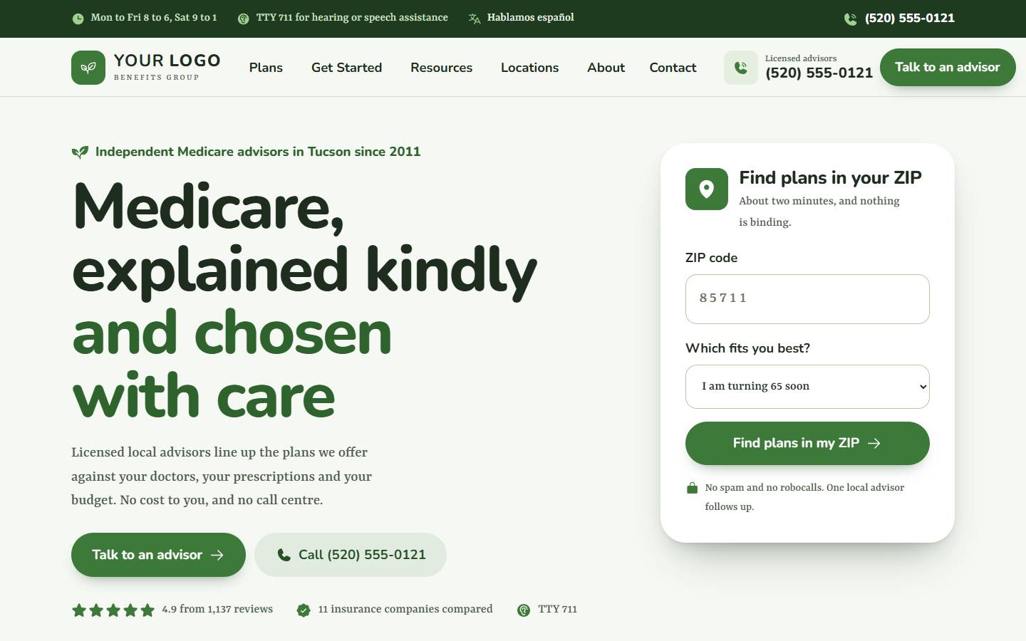 Sagebrook Benefits Group home page on a desktop screen