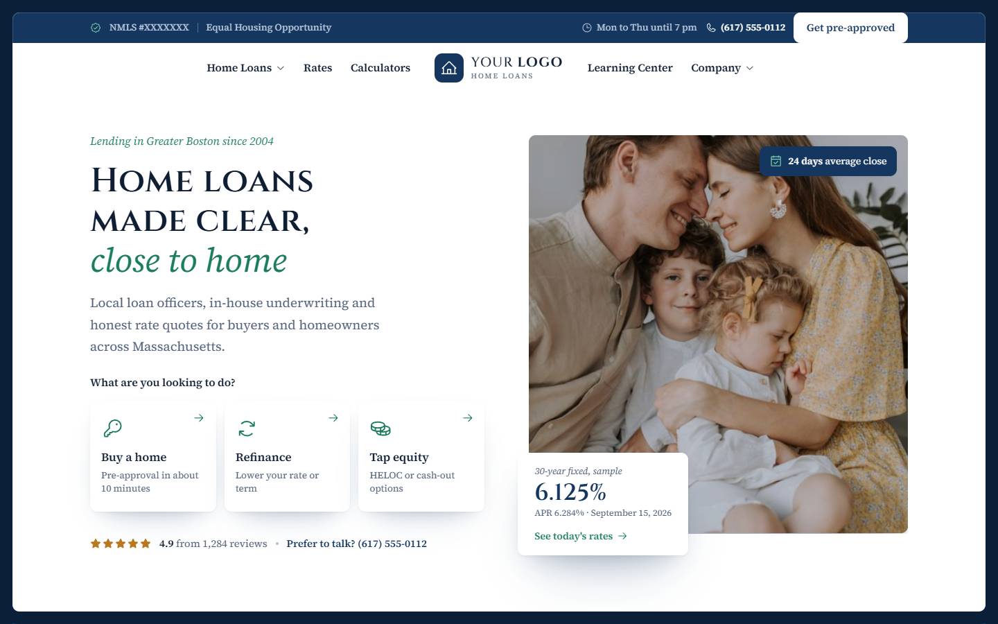 Harborview Home Loans home page on a desktop screen
