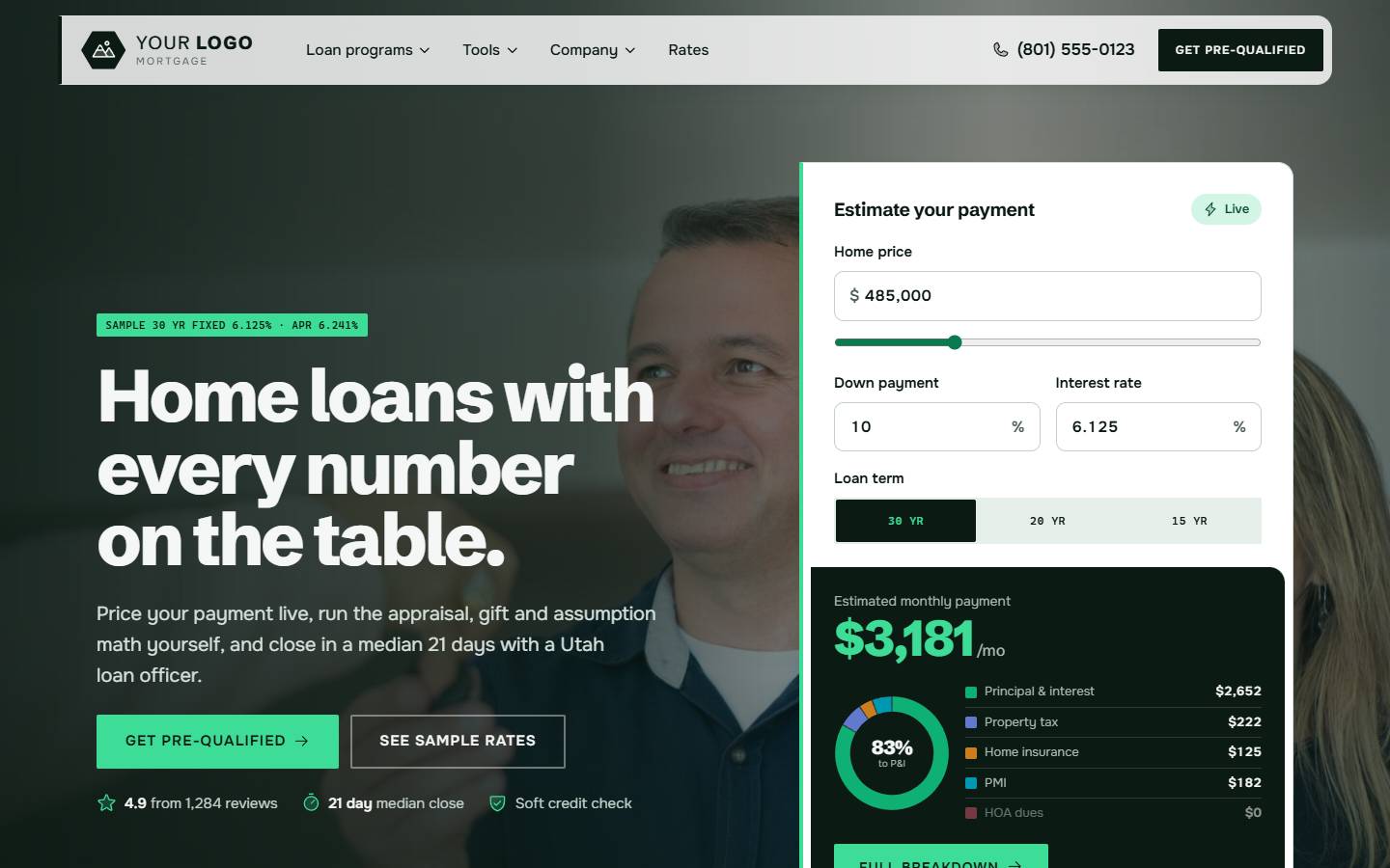Summit Ridge Mortgage home page on a desktop screen