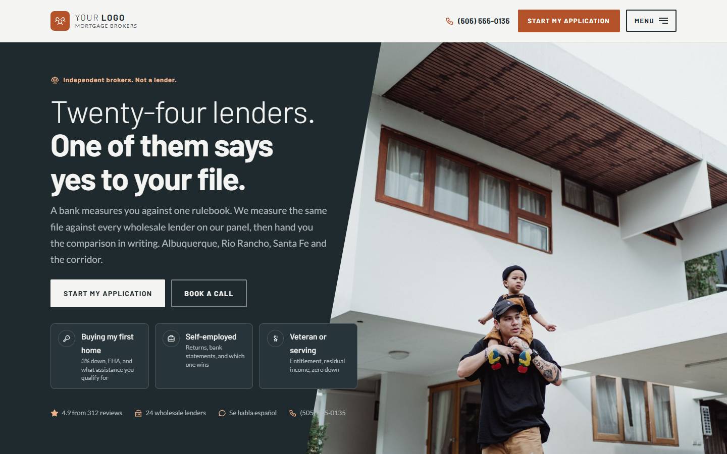The Garza Mortgage Team home page on a desktop screen