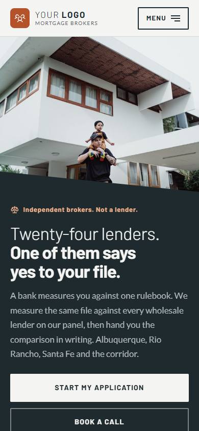 The Garza Mortgage Team home page on a phone